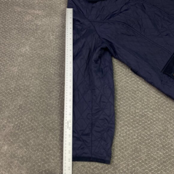 Talbots Navy Quilted Mid Length Barn Coat Women's 3X Blue Equestrian NO BELT - Picture 12 of 13